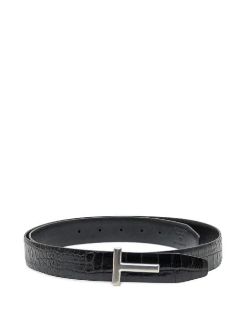 crocodile-embossed T-buckle belt by TOM FORD