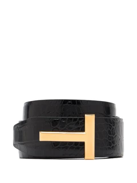 crocodile-embossed T-buckle belt by TOM FORD