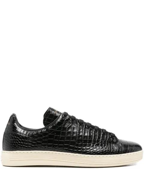 crocodile-embossed leather sneakers by TOM FORD
