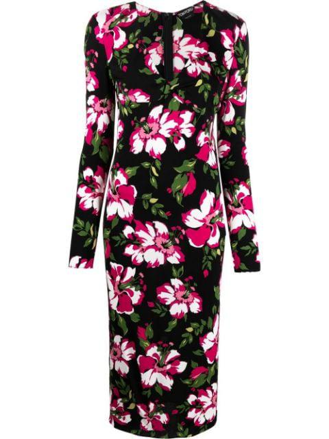 floral-print mid-length dress by TOM FORD