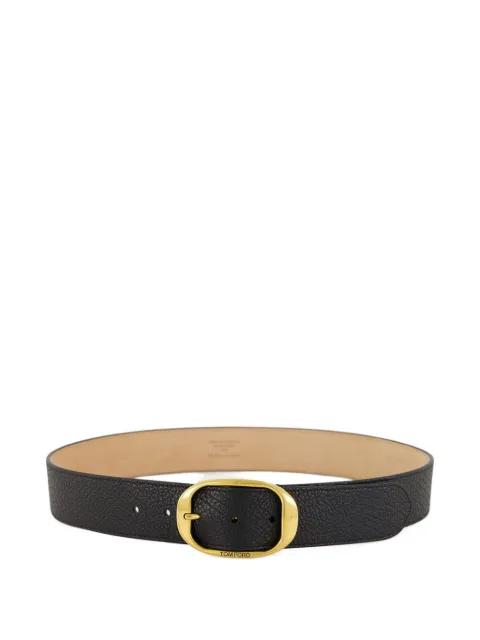 grain-leather oval-buckle belt by TOM FORD