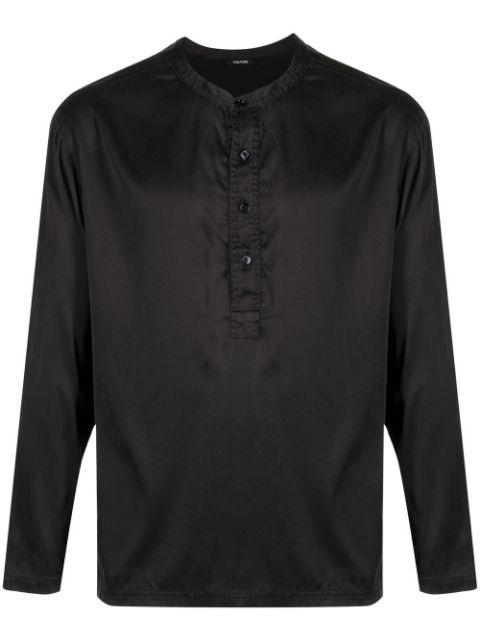 half-button silk-blend shirt by TOM FORD