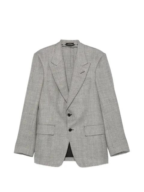 herringbone-pattern peak-lapels blazer by TOM FORD