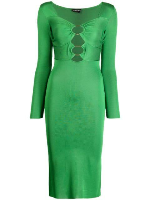 high-shine cut-out midi dress by TOM FORD
