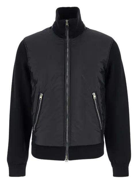knitted paneled zip-front bomber jacket by TOM FORD