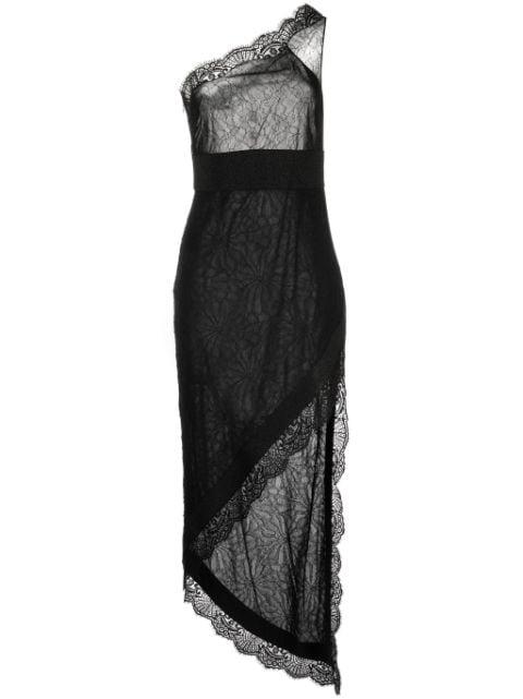 lace-detail one-shoulder dress by TOM FORD