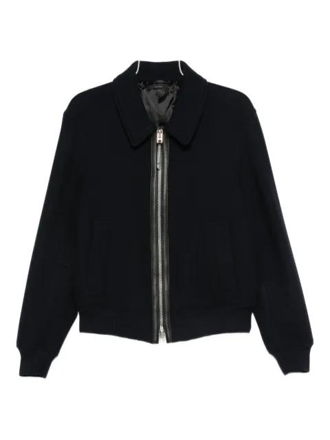 leather-trimmed wool jacket by TOM FORD