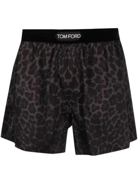leopard-print silk boxers by TOM FORD