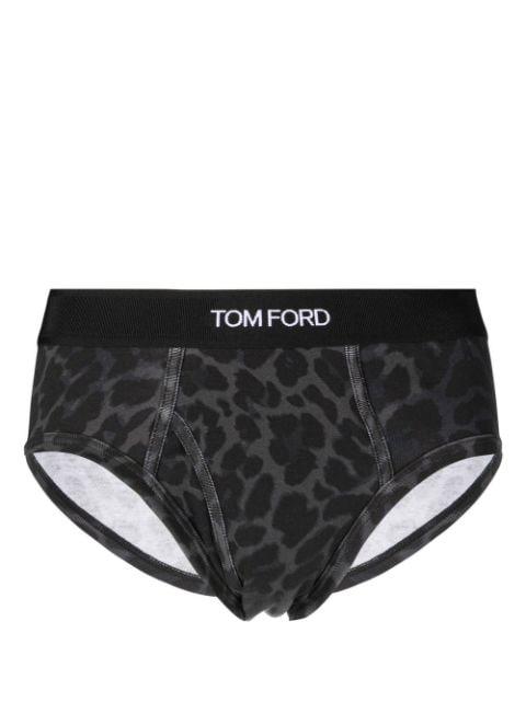 logo-band leopard-print briefs by TOM FORD