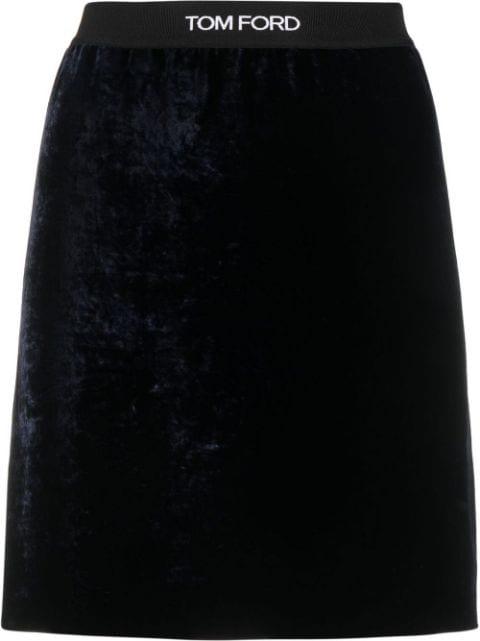 logo-intarsia velvet miniskirt by TOM FORD