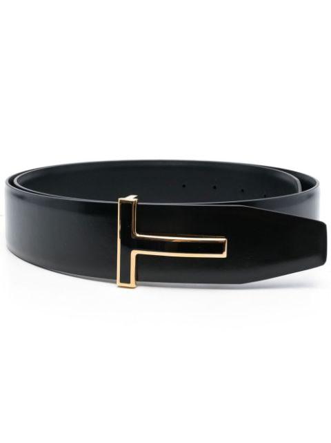 logo-plaque buckle belt by TOM FORD