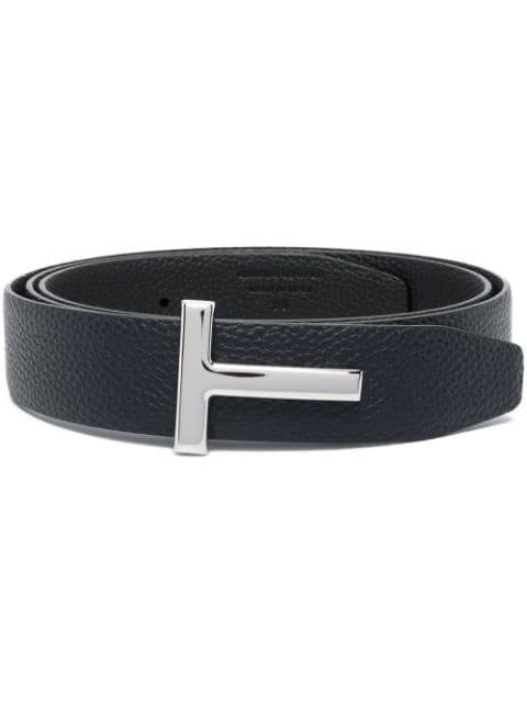 logo-plaque leather belt by TOM FORD
