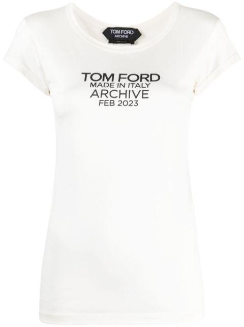 logo-print silk T-shirt by TOM FORD