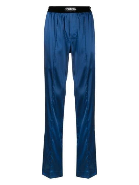 logo-waistband silk trousers by TOM FORD