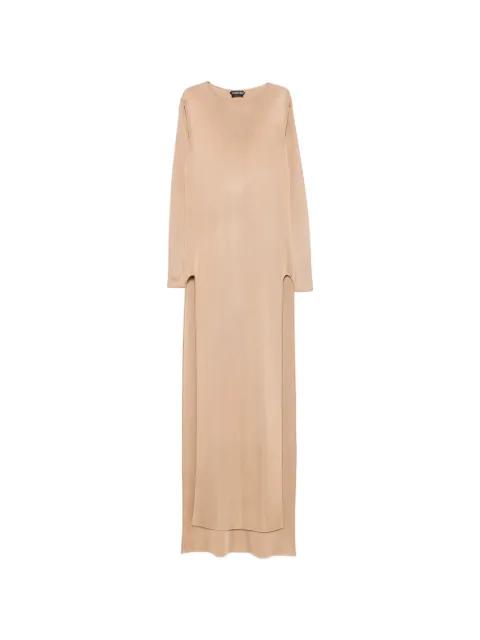 long-sleeve side-slit gown by TOM FORD