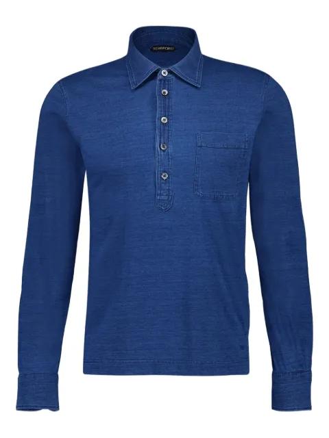 mother-of-pearl button long-sleeve polo shirt by TOM FORD
