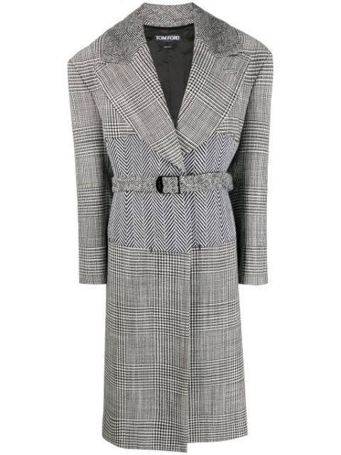 patchwork belted wool coat by TOM FORD