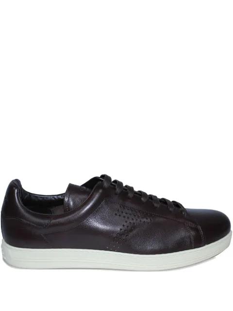 perforated-detail leather sneakers by TOM FORD