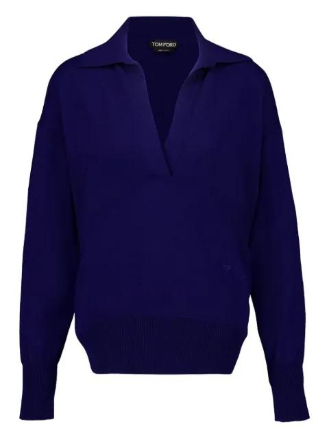 polo V-neck cashmere knit top by TOM FORD