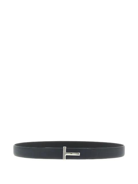 reversible hammered logo buckle belt by TOM FORD