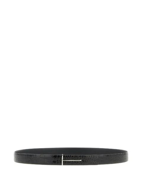 reversible python-print buckle belt by TOM FORD