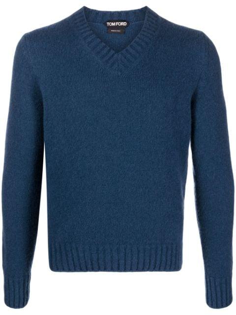 ribbed-knit V-neck jumper by TOM FORD