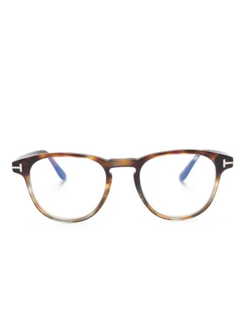 round-frame tortoiseshell-effect glasses by TOM FORD