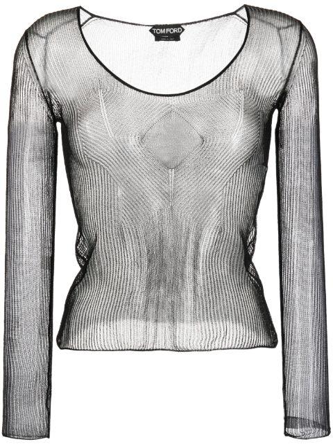 sheer ribbed jersey top by TOM FORD