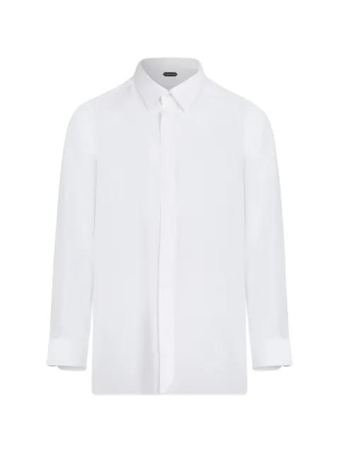 silk concealed-placket shirt by TOM FORD