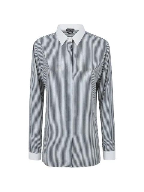 striped contrasting silk shirt by TOM FORD