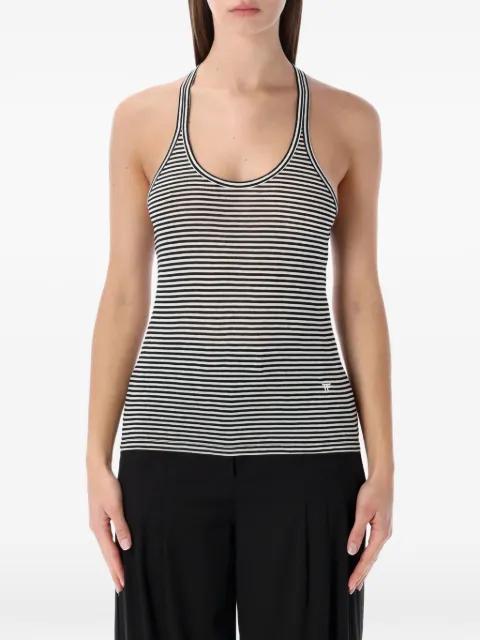 striped long sleeve embroidered logo tank top by TOM FORD