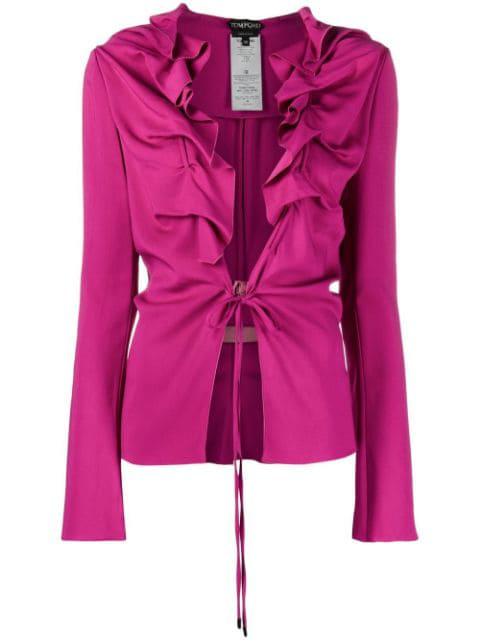 tie-fastening long-sleeve top by TOM FORD