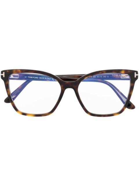 tortoiseshell-effect oversize-frame glasses by TOM FORD