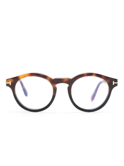 tortoiseshell-effect round-frame glasses by TOM FORD