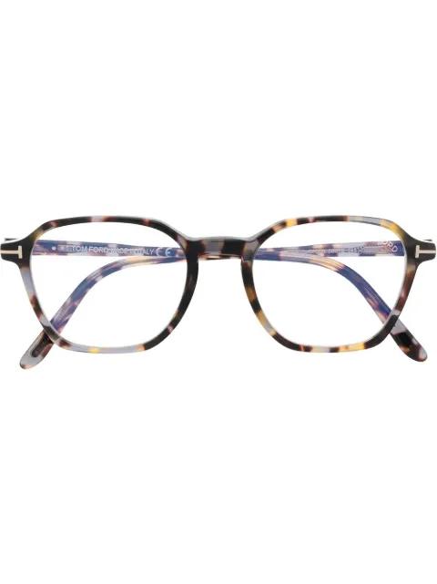 tortoiseshell-effect round-frame glasses by TOM FORD