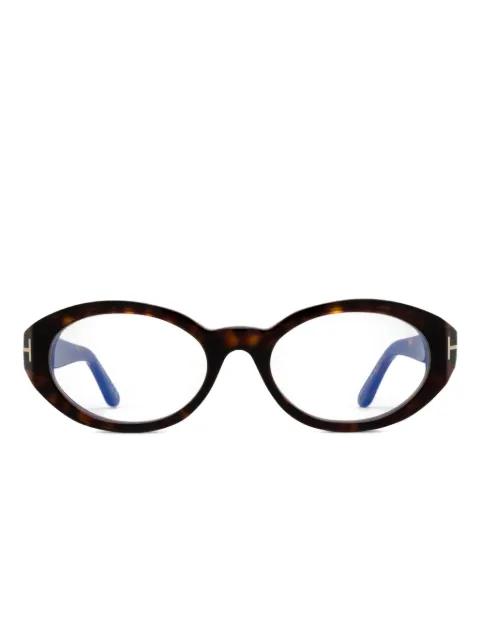 tortoiseshell-effect round-frame glasses by TOM FORD