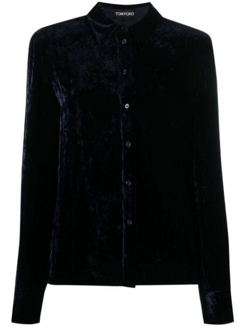 velvet-effect long-sleeve shirt by TOM FORD