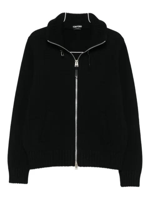 zip-front ribbed wool jacket by TOM FORD