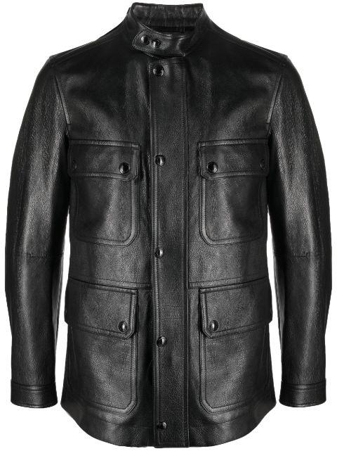 zip-up leather jacket by TOM FORD