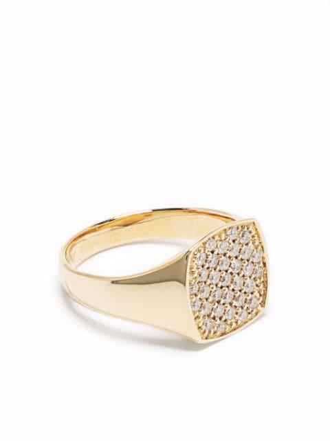 9kt yellow gold mini cushion diamond ring by TOM WOOD