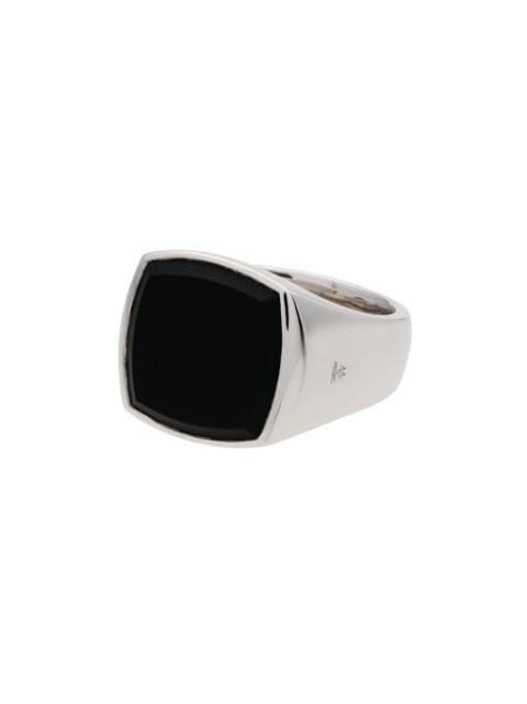 Cushion onyx sterling silver signet ring by TOM WOOD