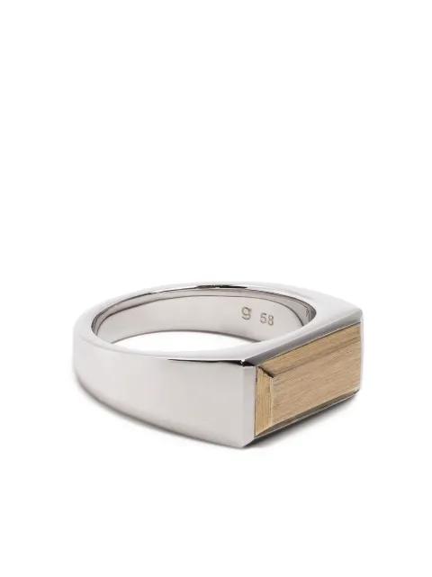 Peaky rectangle band ring by TOM WOOD