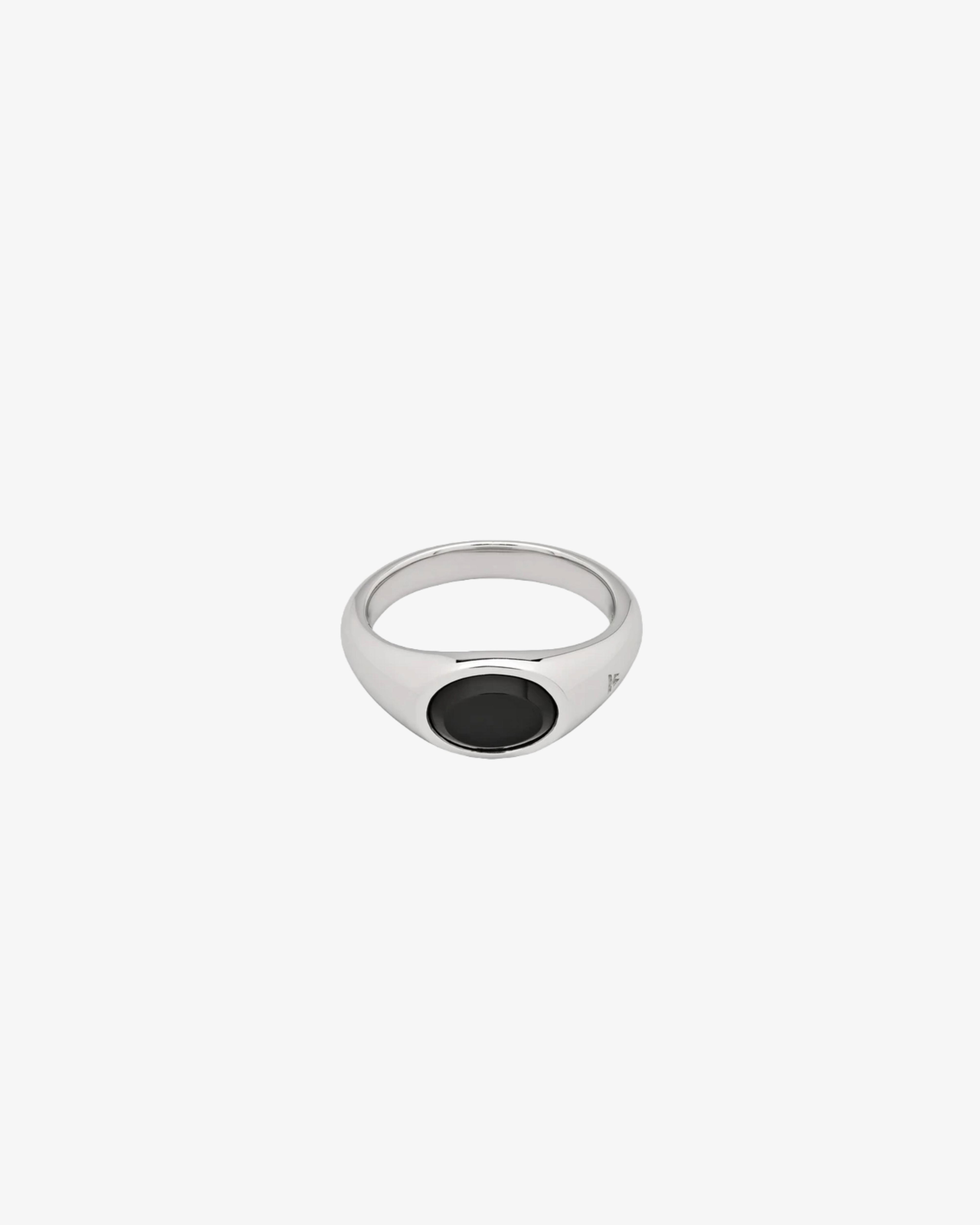 Tom Wood - Joe Ring Polished Onyx - (Silver) by TOM WOOD