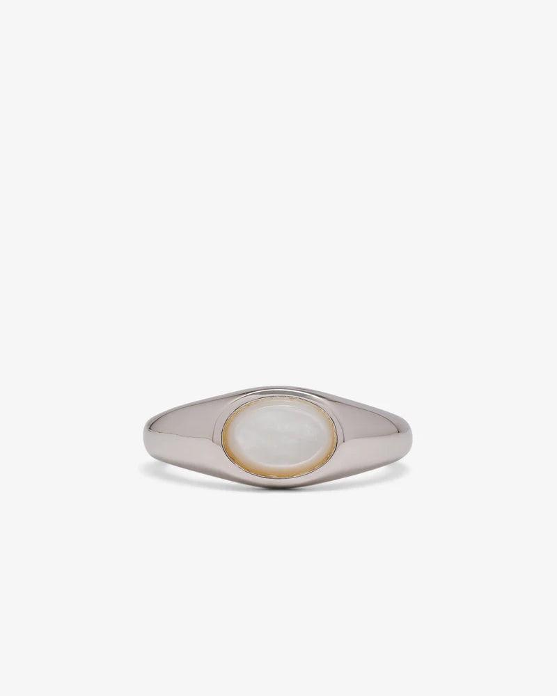 Tom Wood - Joe Ring White Mother Of Pearl - (Sterling Silver) by TOM WOOD