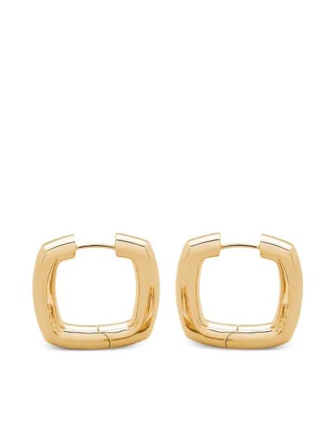 metal square hoop earrings by TOM WOOD