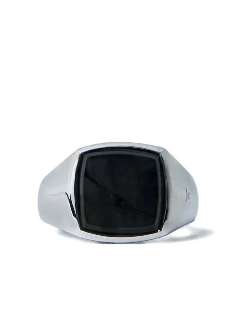 sterling silver larvikite signet ring by TOM WOOD