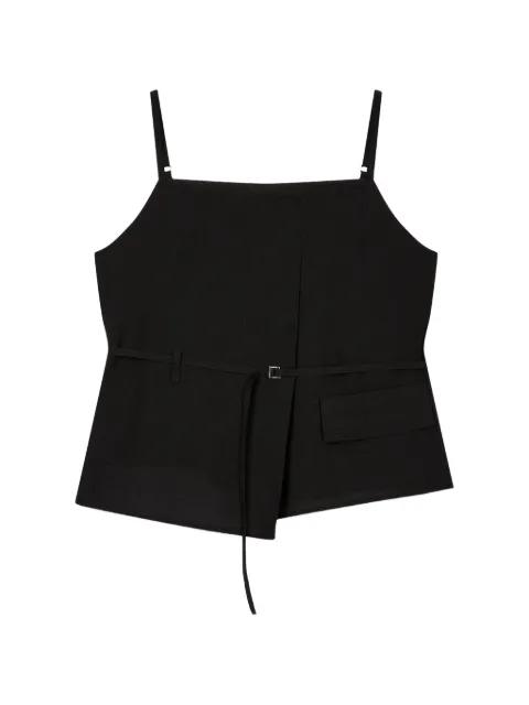 belted asymmetric-hem top by TOMBOY