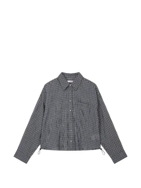 check-pattern drawstring shirt by TOMBOY