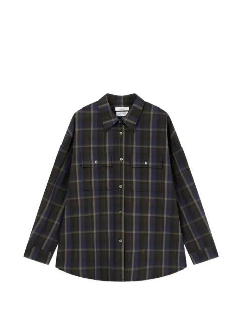 check-pattern flap-pocket shirt by TOMBOY