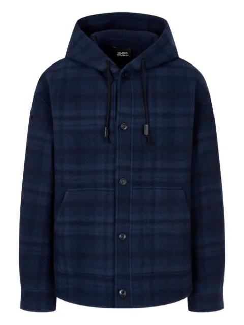 check-pattern hoodied jacket by TOMBOY